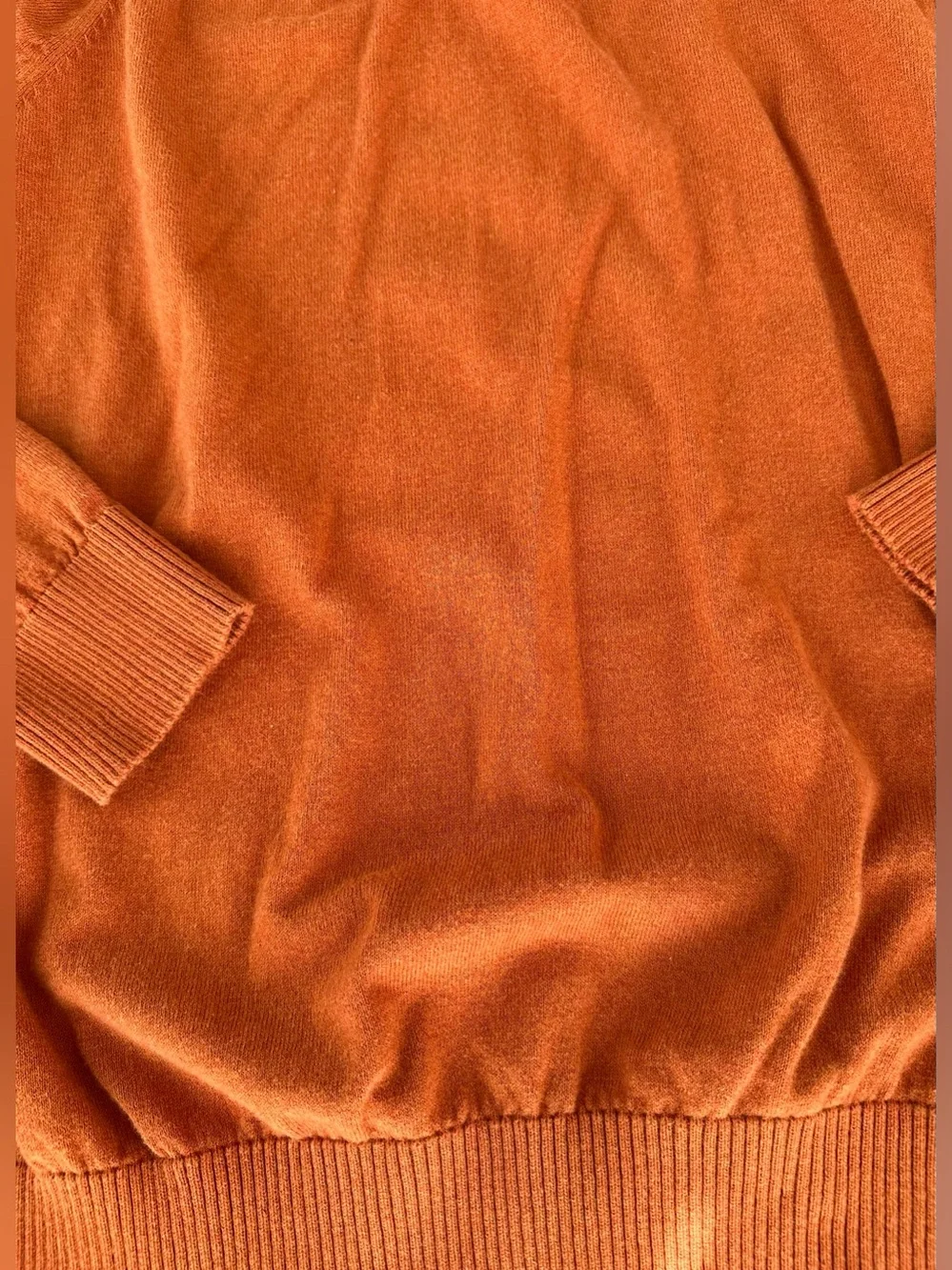 Lands’ End Cotton Cashmere Orange Crewneck Sweater XL Tall Fall Cozy